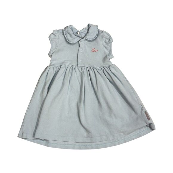 Polarn O. Pyret Organic Cotton Baby Dress With Collar Embroidered Logo 9-12 MO - Picture 1 of 3